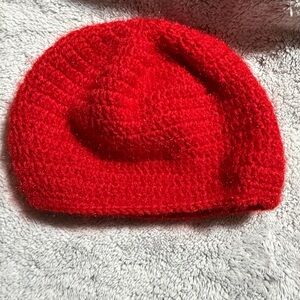 Cozy Red Knit Sparkle Beanie